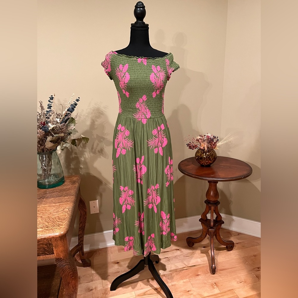 Boden stretch knit sundress with smocked top, off the shoulders or boat neck 4R